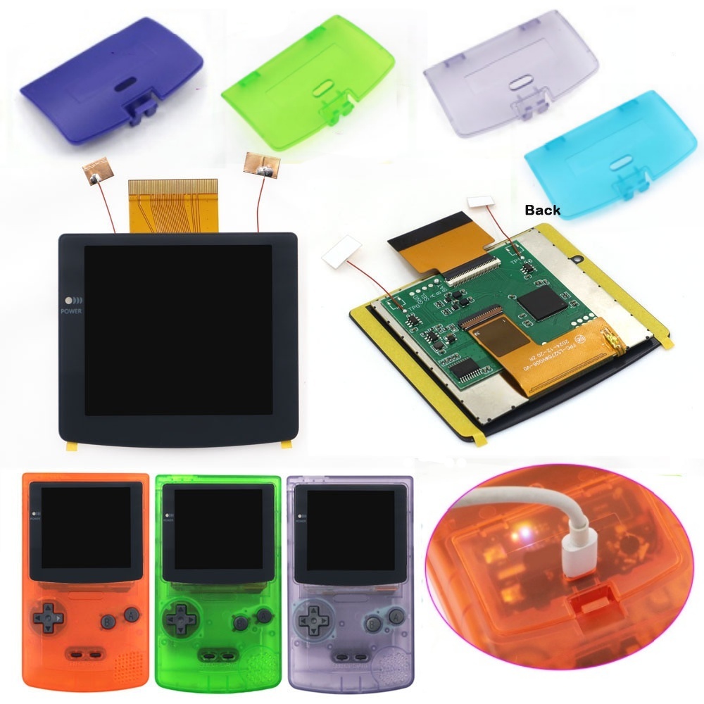 Vintage Game Collection - 充電式2.8インチIPSスクリーンラミネートLCD、GBC用480x432整数スケーリングバックライトレトロピクセルキット、ゲームボーイカラーGBC用