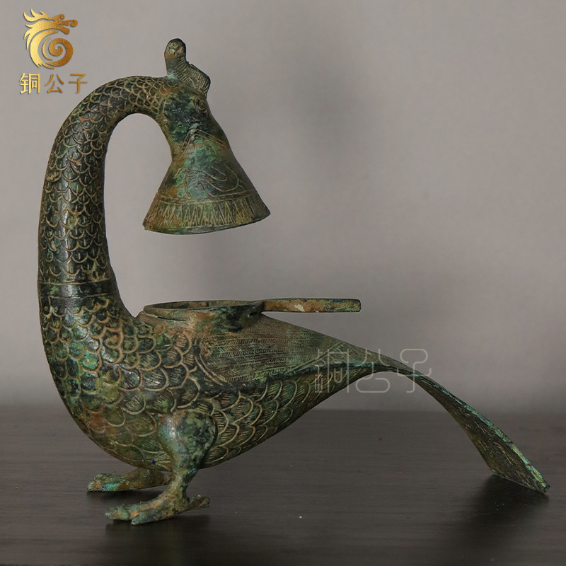 Collectible Vintage Lamps - 尾長フェニックス鳥ランプブロンズ装飾アンティーク家の装飾ヴィンテージグッズ照明展示用品