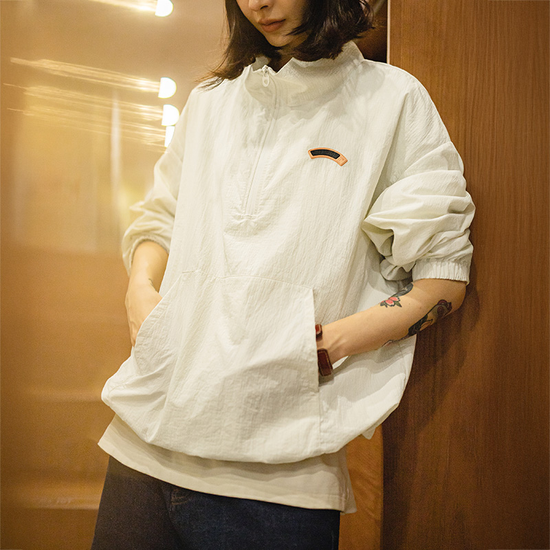 Vintage Zip Hoodie - Maden レディース ヴィンテージ ハーフジップ スタンドカラー プルオーバー