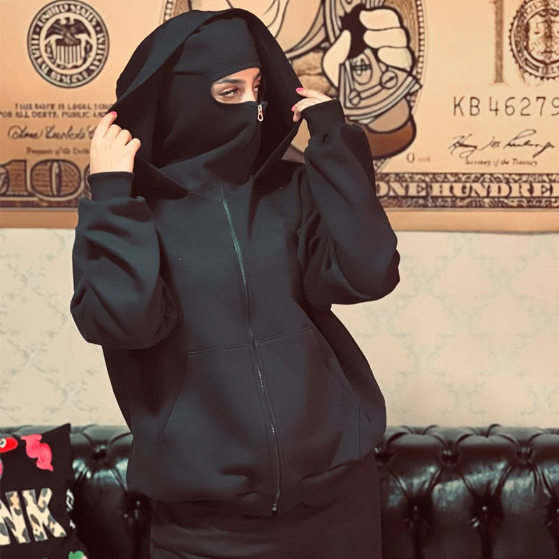 Vintage Zip Hoodie - 女性用フード付きスウェットシャツ,特大のフルジッパーフード付きスウェットシャツ,黒のフード付きジャケット,パンク,ゴシック,ダブルハット,ヴィンテージ,ストリートウェア,y2k