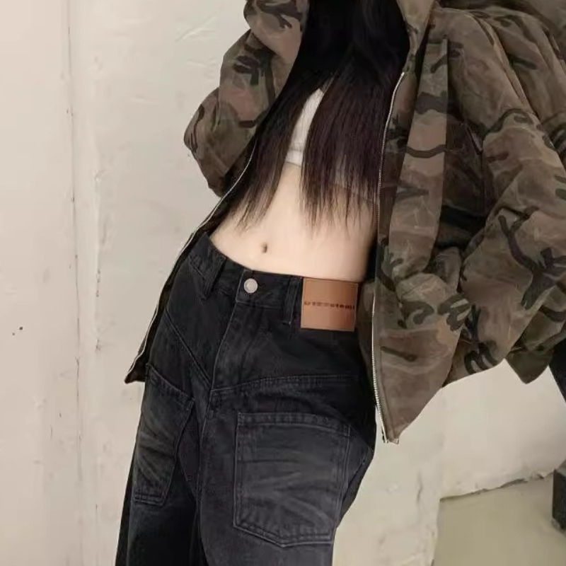 Vintage Zip Hoodie - ヴィンテージ迷彩フード付きスウェットシャツジャケット女性の秋と冬ルーズ長袖ジップトップ