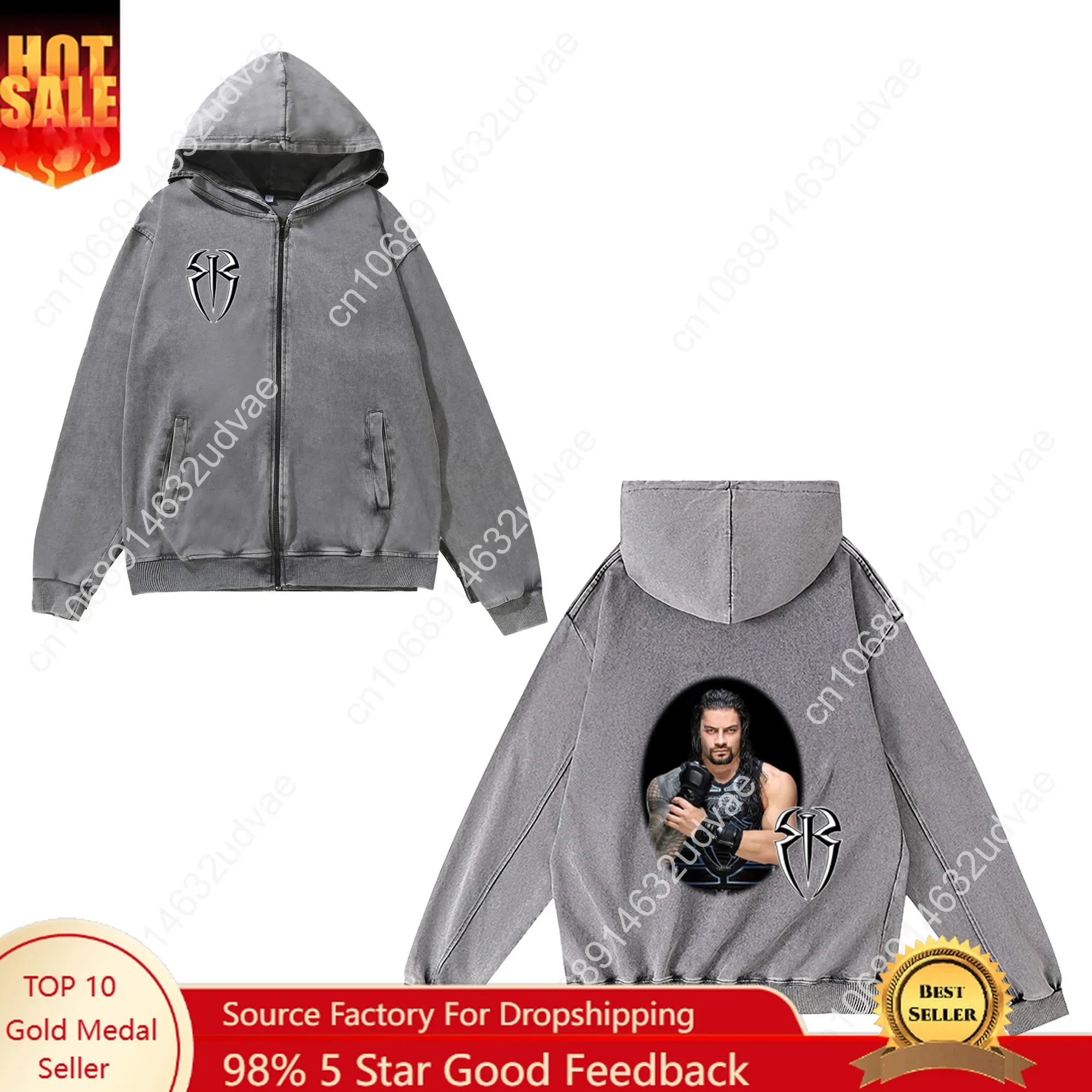 Vintage Zip Hoodie - ローマン・レインズ ジッパー スウェットシャツ 男性 女性 ティーンエイジャー