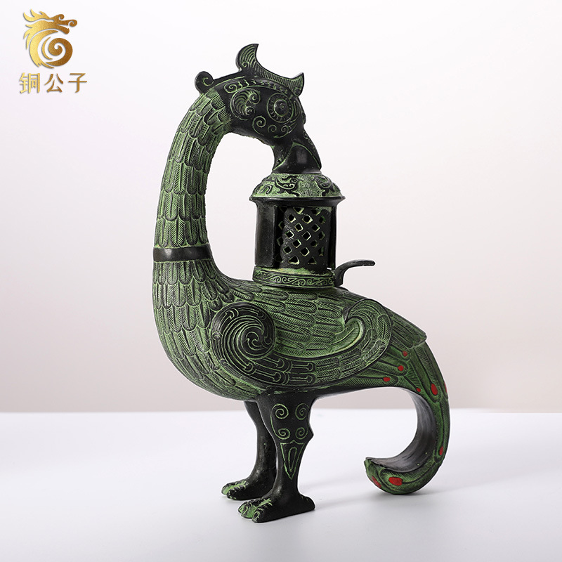 Collectible Vintage Lamps - フェニックス鳥アンティークブロンズクラフトランプコレクションヴィンテージ装飾写真撮影小道具ティールームキュリオ棚飾り