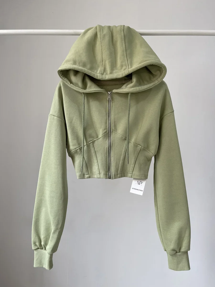 クロップトップスファッションパーカー女性のための 2023  - Vintage Zip Hoodie のレビューと価格
