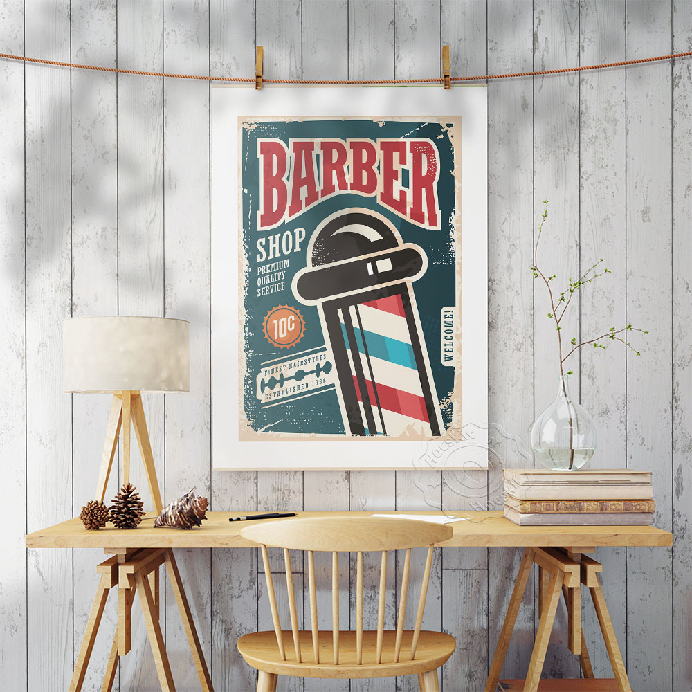 理髪店ヴィンテージアートコレクションポスター、赤白青回転ラン - Collectible Vintage Lamps のレビューと価格